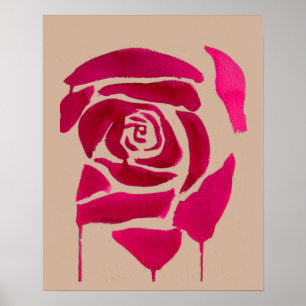 Affiches Rose Abstrait floral Art original