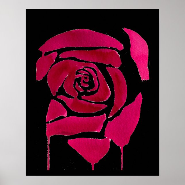 Affiches Rose abstraite gothique saignant Art original (Devant)