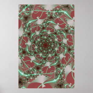 Affiches Rose   Art fractal rouge et vert