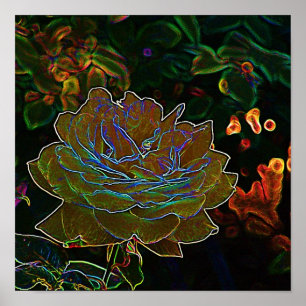 Affiches Rose de néon jaune