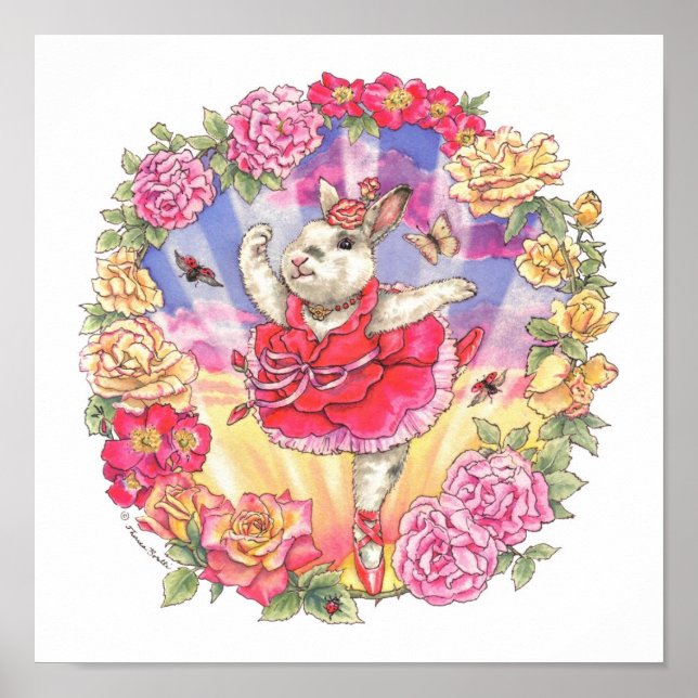 Affiches Rose d'impression Ballerina Bunny (Devant)