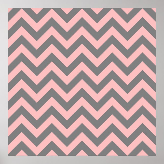 Affiches Rose et gris en zigzag (Devant)