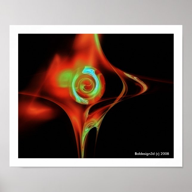 Affiches ROSE FRACTAL, bleu vert rouge (Devant)