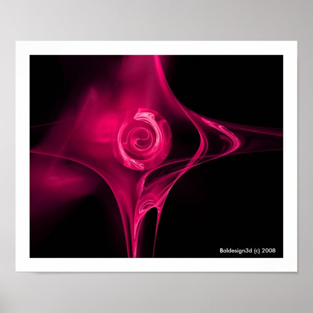 Affiches ROSE FRACTAL, fuchsia rose (Devant)