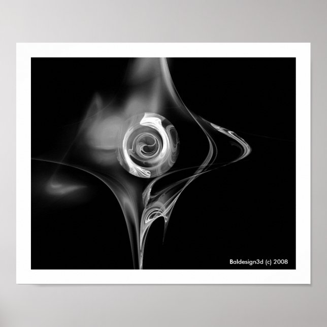 Affiches ROSE FRACTAL, noir et blanc (Devant)