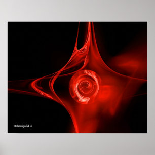 Affiches ROSE FRACTAL, rouge, noir