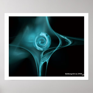 Affiches ROSE FRACTAL, turquase bleue