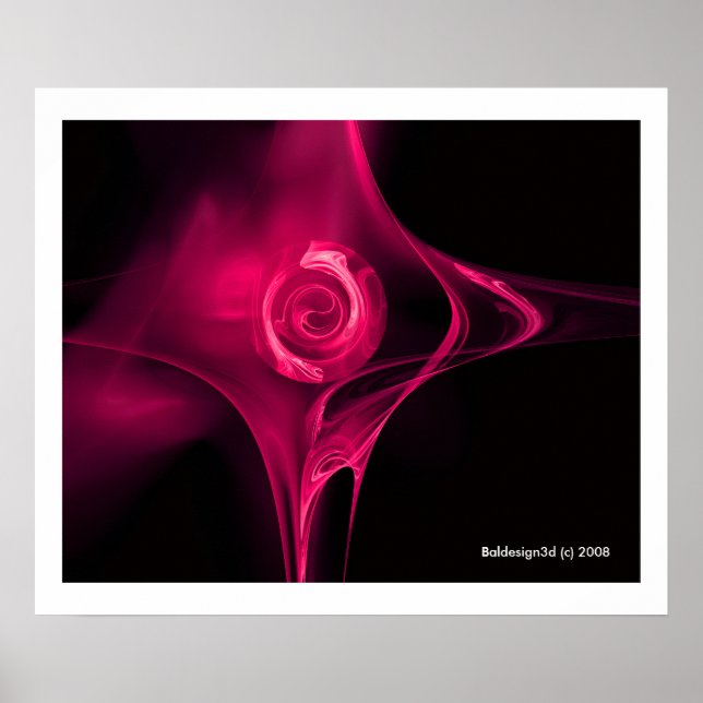 Affiches ROSE FRACTALE, rose fuchsia (Devant)