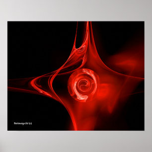 Affiches ROSE FRACTALE, rouge, noir
