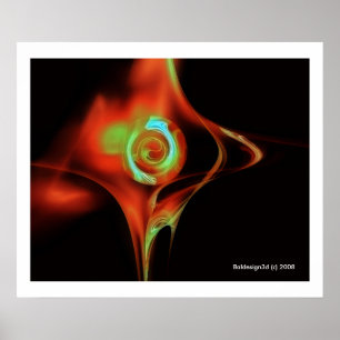 Affiches ROSE FRACTALE, rouge vert bleu