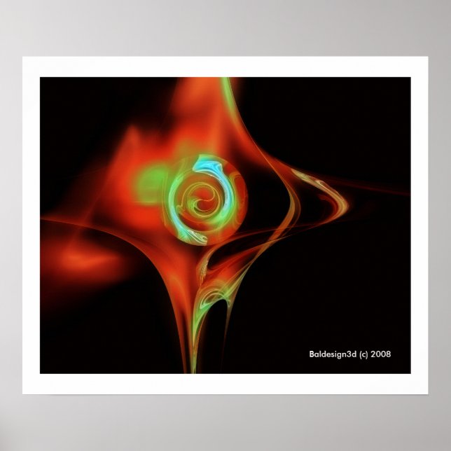 Affiches ROSE FRACTALE, rouge vert bleu (Devant)