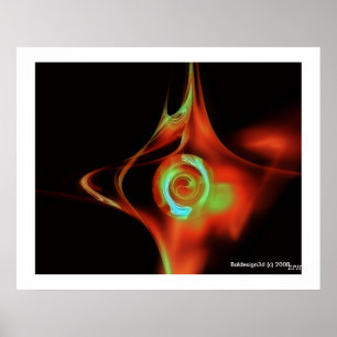 Affiches ROSE FRACTALE, rouge vert bleu