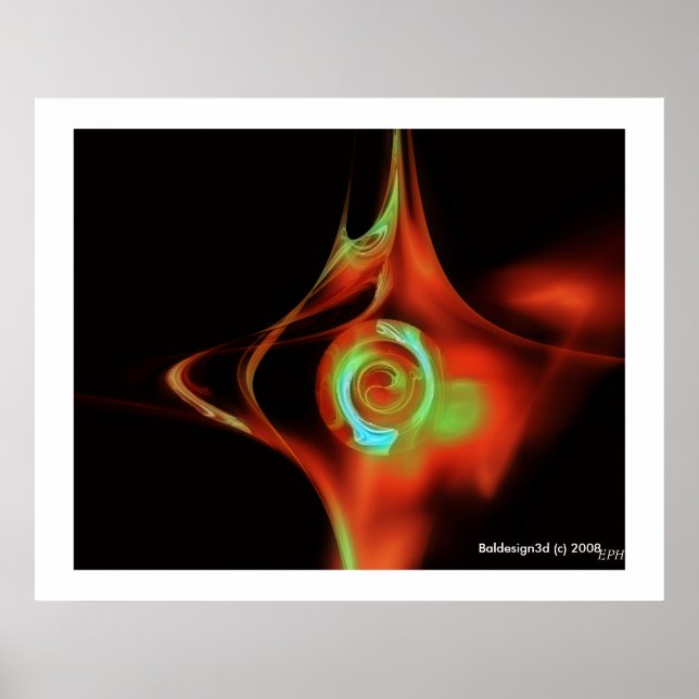 Affiches ROSE FRACTALE, rouge vert bleu (Devant)