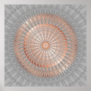 Affiches Rose Gold Grey Moderne géométrique Mandala