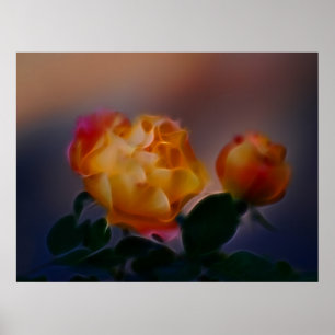 Affiches Rose jaune avec rose et sens