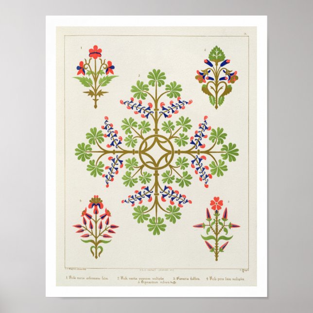 Affiches Rose motif wallpaper design, printed by M. & N. Ha (Devant)