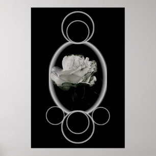 AFFICHES ROSE NOIR ET BLANC AVEC ACCENTS GÉOMÉTRIQUES
