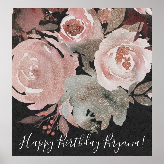 Affiches Rose rose glitter roses florales sombres glamour m (Devant)