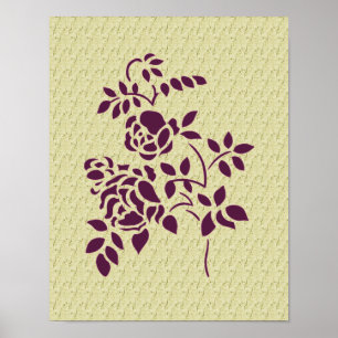 Affiches Rose violet stylo Art Floral