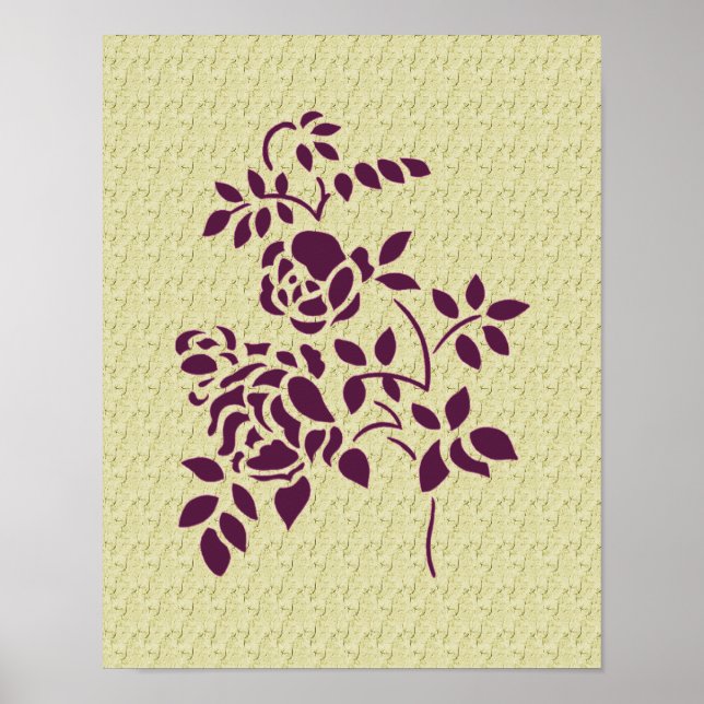 Affiches Rose violet stylo Art Floral (Devant)