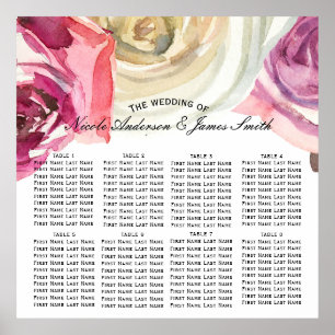 Affiches Roses Aquarelle Roses Fushia et Blanc Élégant Marq
