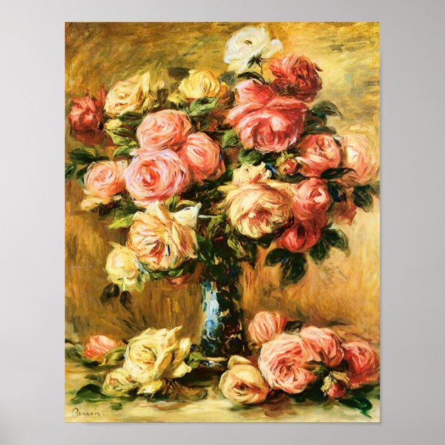Affiches Roses dans le Vase Renoir Art (Devant)
