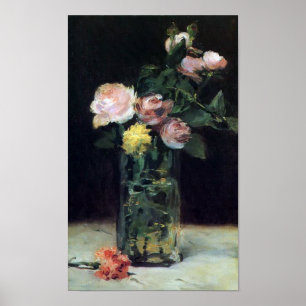 Affiches Roses dans un vase de verre La vie morte par Manet