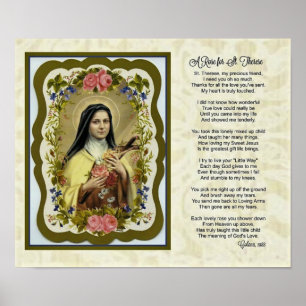 Affiches Roses de St Therese peu de prière de poème de