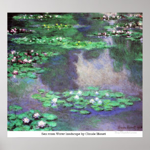 Affiches Roses marins Paysage aquatique par Claude Monet