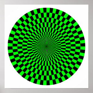 Affiches Roue Op Art - Vert et Noir