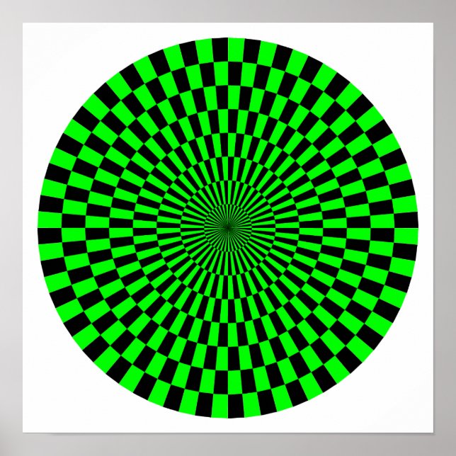 Affiches Roue Op Art - Vert et Noir (Devant)