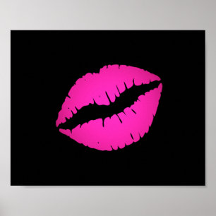 Affiches Rouge à lèvres noir et rose vif Kiss