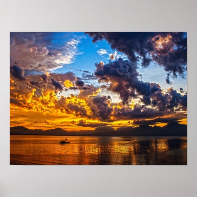 Affiches Rouge du coucher du soleil (Devant)