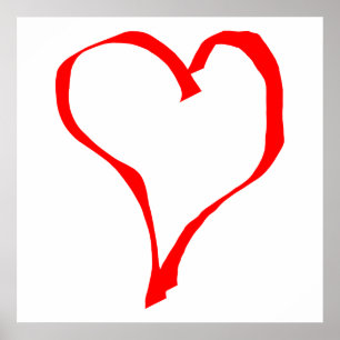 Affiches Rouge et Blanc Love Heart Design.