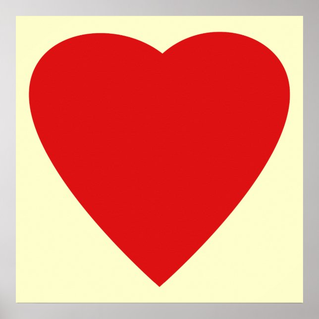 Affiches Rouge et Crème Love Coeur Design. (Devant)