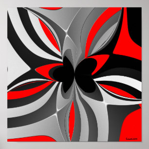 Affiches Rouge noir gris Abstrait