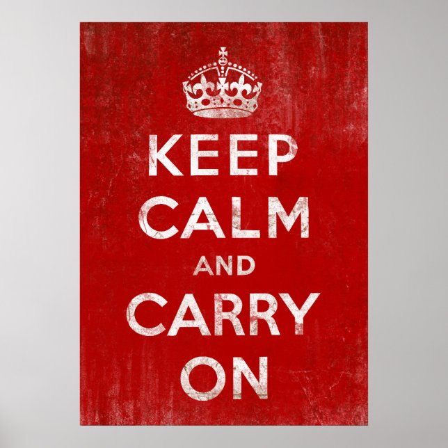 Affiches Rouge vintage Garder le calme et continuer (Devant)