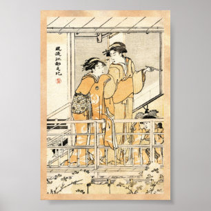 Affiches Rouleau vintage japonais frais de geishas de