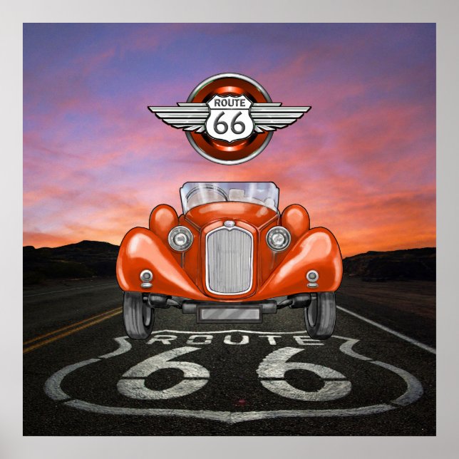 Affiches Route 66 - Vintage - Voiture classique - SRF (Devant)