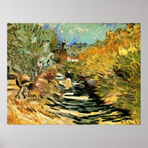 Affiches Route à St Remy avec figure par Vincent van Gogh
