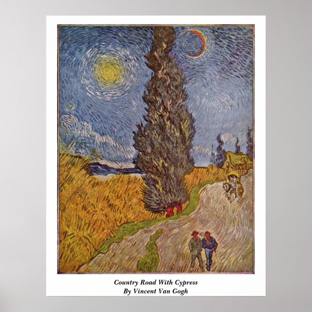 Affiches Route Avec Cypress Par Vincent Van Gogh (Devant)