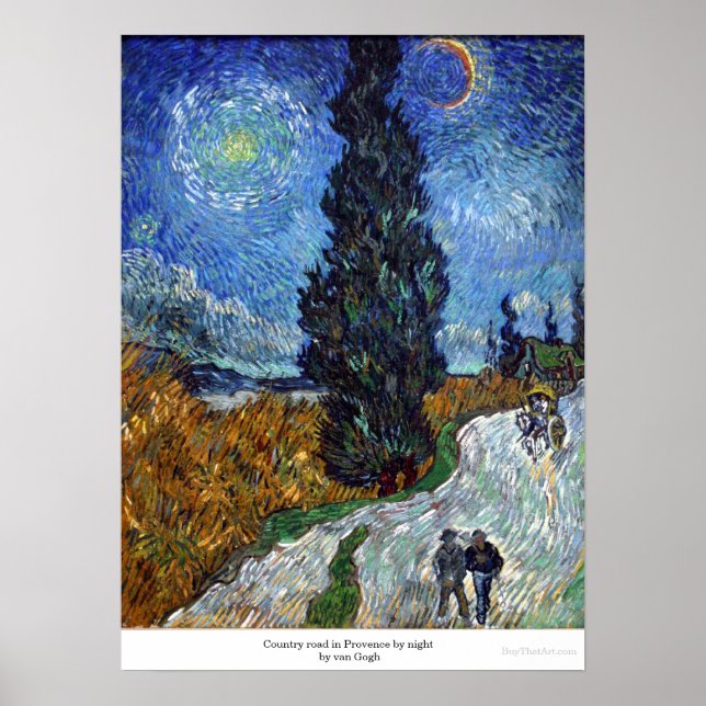 Affiches Route de campagne en Provence par la nuit par van  (Devant)