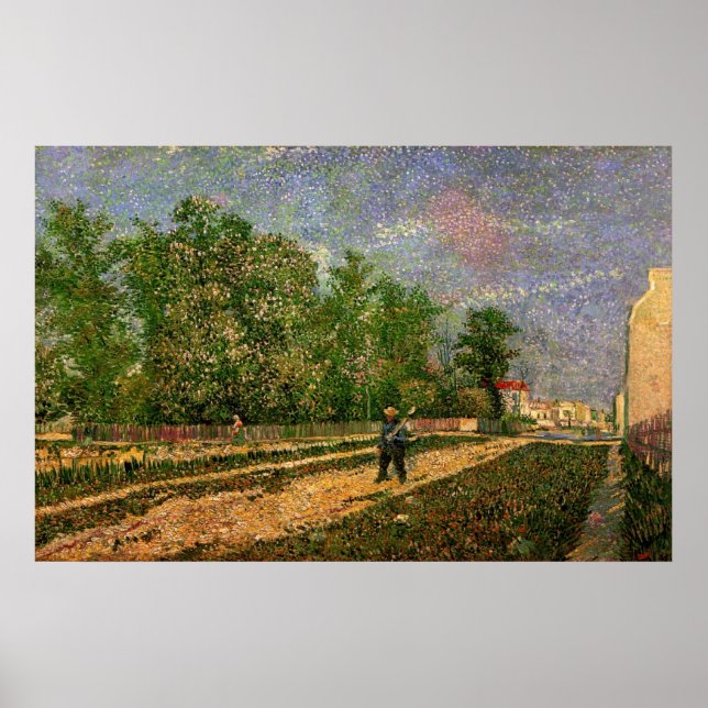 Affiches Route de Paris avec un paysan par Vincent van Gogh (Devant)
