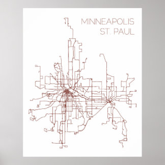 Affiches Routes de transport en commun Minneapolis-St. Paul