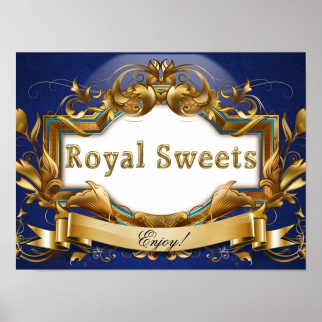 Affiches Royal Sweets-Royal Blue and Gold Party Signal (Devant)