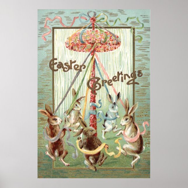 Affiches Ruban de danse de mai de lapin de Pâques (Devant)