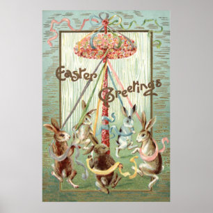 Affiches Ruban de danse de Pâques Bunny Maypole