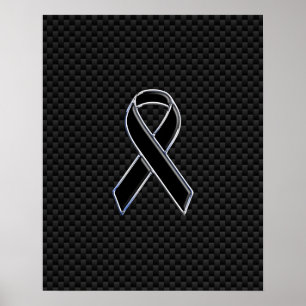 Affiches Ruban de sensibilisation en fibre de carbone noir