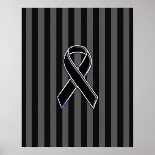 Affiches Ruban noir Chrome élégant de sensibilisation