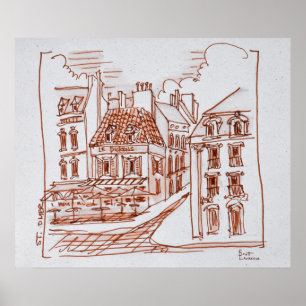 Affiches Rue étroite de Saint-Omer, France